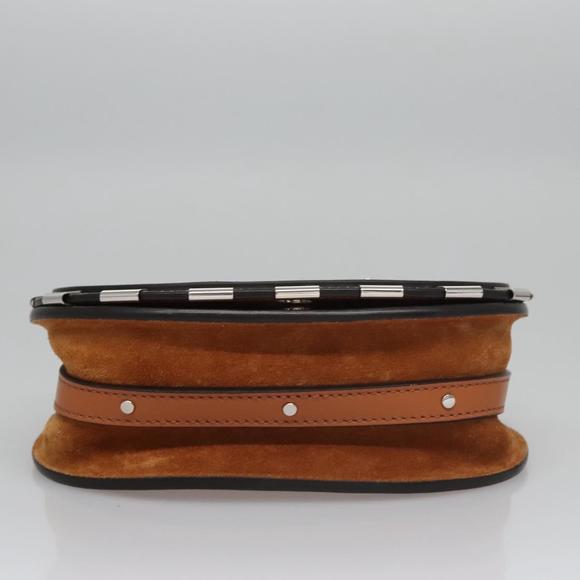 Chloe Nile Hand Bag Enamel Leather 2way Silver Brown Auth 101064 - Picture 5 of 16